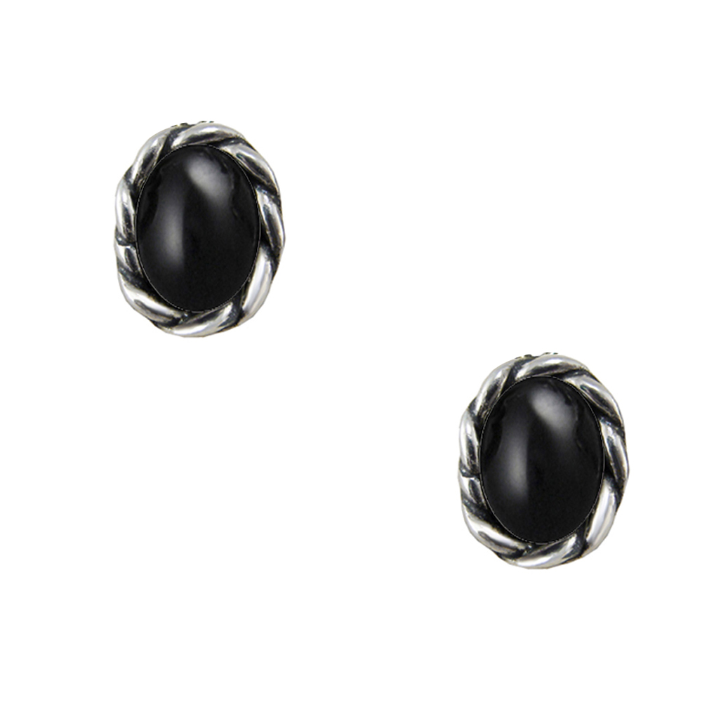 Sterling Silver Little Black Onyx Post Stud Earrings